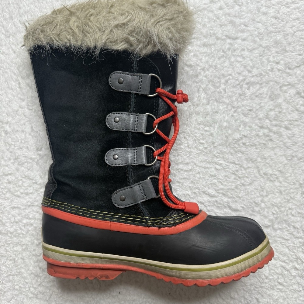 Sorel Joan of Artic Waterproof Boots Orange Black Faux Fur‎ size 5 Youth/ 7 WMN - Picture 12 of 12